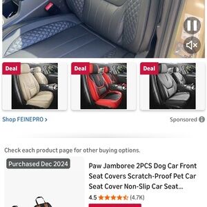 Paw Jamboree Black Dog Seat Cover 2 pc for bucket seats NWT